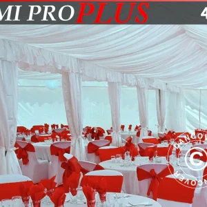 Zeltinnenhimmel-und Vorhänge-Set, Weiß, für Partyzelt 4x8m SEMI PRO Plus