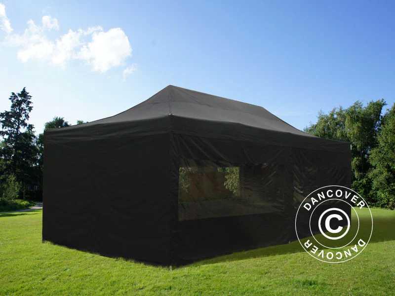 Faltzelt FleXtents Xtreme 50 4x8m Schwarz, mit 6 Seitenwänden – Image 7