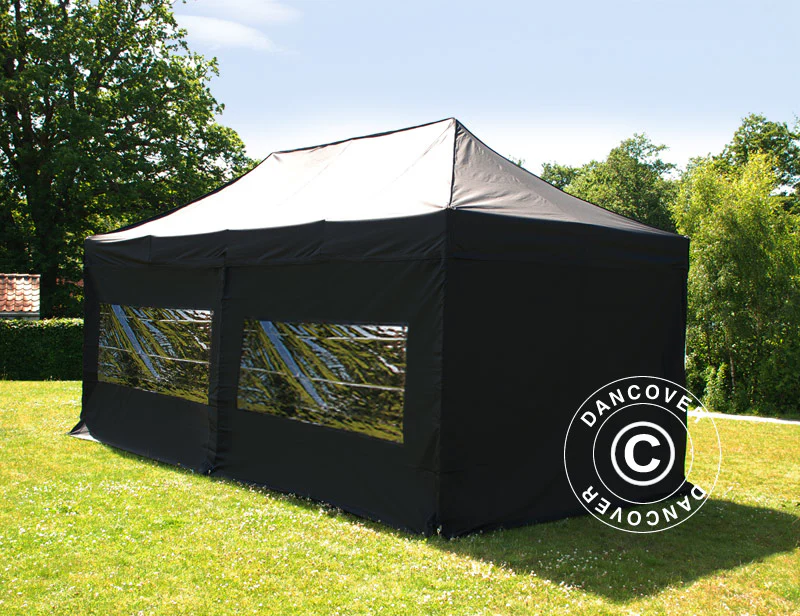 Faltzelt FleXtents PRO 2,5x5m Schwarz, mit 6 Seitenwänden – Image 3