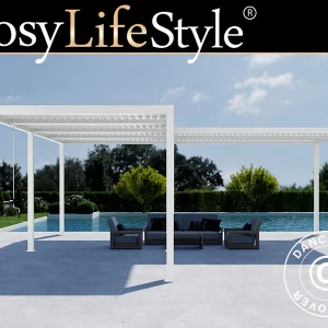 Bioklimatische Pergola Pavillon San Pablo Alu+, 3x3m, 4x5,8m, Weiß, 2 Stk.