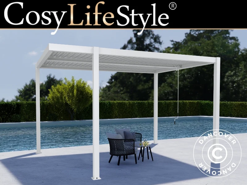 Bioklimatischer pergola pavillon San Pablo Alu+, Open Side, 3x3m, Weiß – Image 2