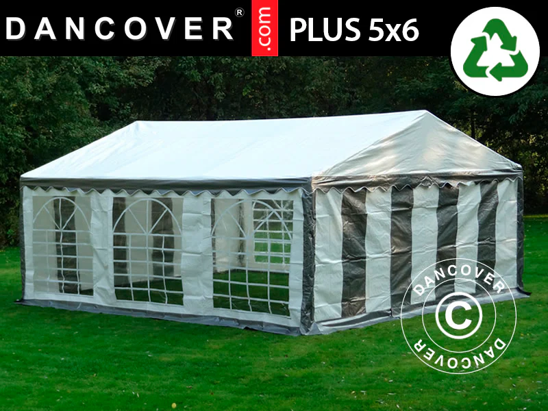Partyzelt PLUS 5x6m PE 700, Grau/Weiß – Image 2