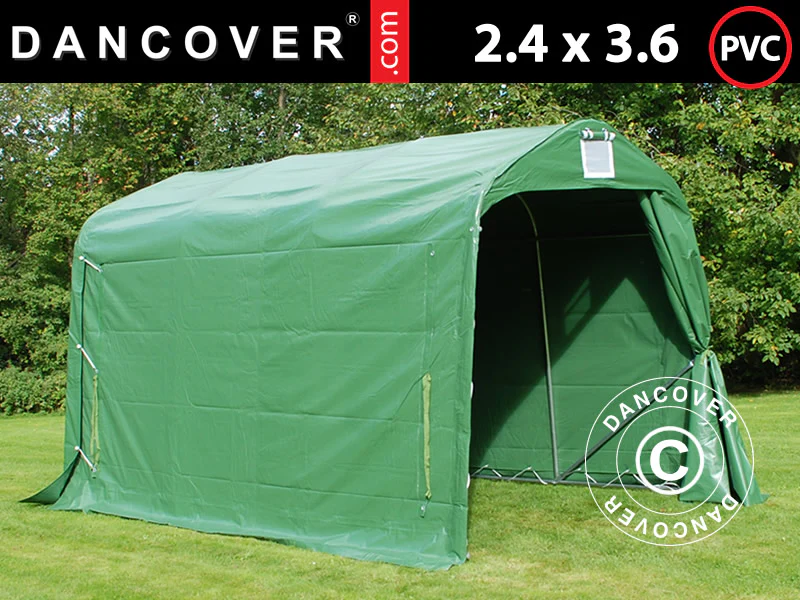 Lagerzelt PRO 2,4x3,6x2,34m PVC, Grün – Image 2