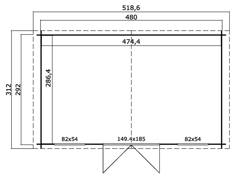 Holzschuppen, Gartenhaus Sandvika 4,8x2,92x2,45m, 28mm, 13,59m², Natur – Image 7