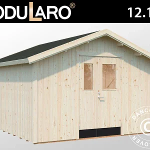 Holzschuppen mit Bodenbelag, 3,48x3,54x2,59m, 12,1m², Natur