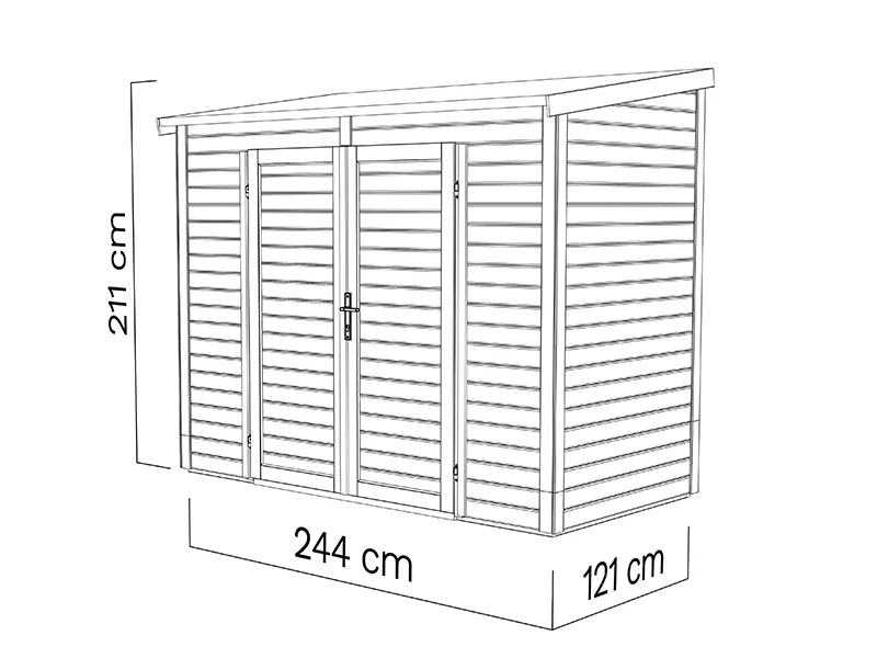 Holzschuppen, Bertilo Timmo 2, 2,44x1,21x2,11m, 2,95m², Anthrazit – Image 9
